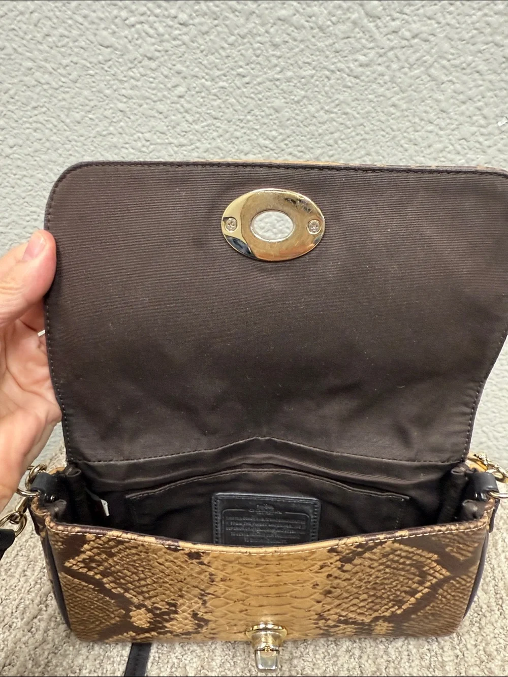 Vintage Y2K Coach Snake-Embossed Crossbody Bag in Brown and Black